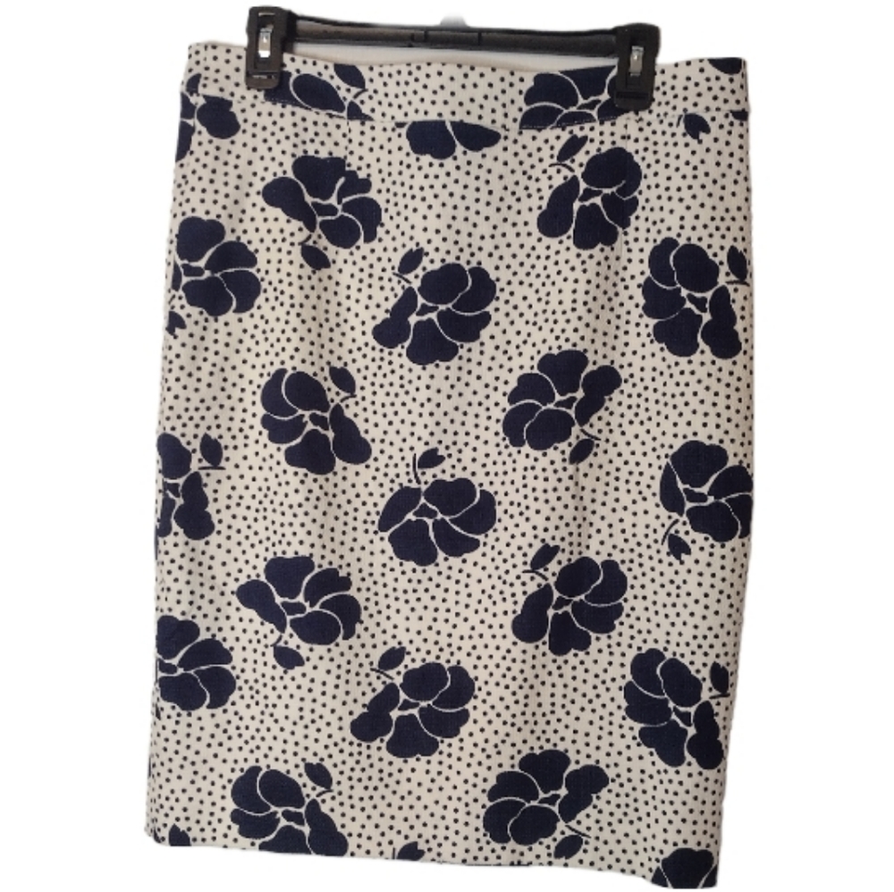 BODEN Straight Pencil Skirt NWT White with Blue Floral Print size 10